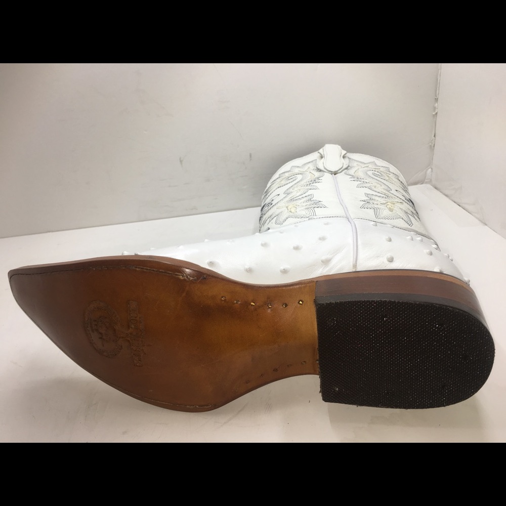 Men’s Cowboy Boots Ostrich Print Leather Rodeo - Picture 5 of 7